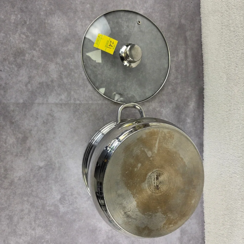 Chefline Artistic Pro Stainless Steel Stock Pot with Glass Lid Silver 24cm
